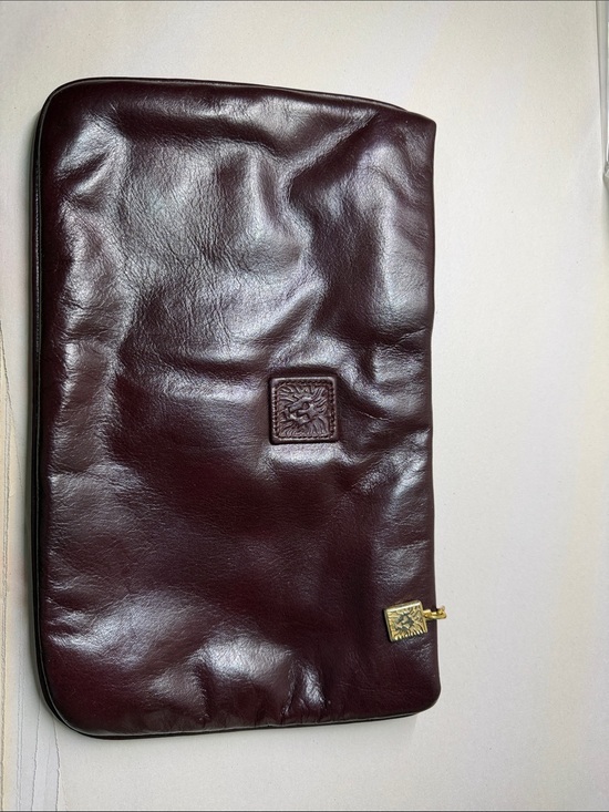 Anne Klein Handbags - Vintage Anne‎ Klein Burgundy Leather Zip Clutch with Gold Accent